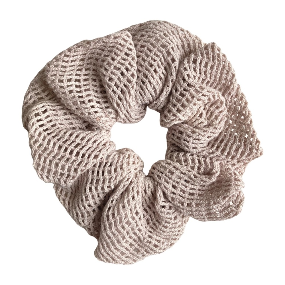Cotton Mesh Scrunchie in Taupe